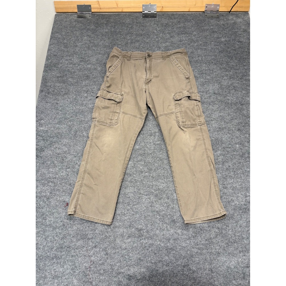 Wrangler Relaxed Fit Cargo Pants Mens 34x30 Tan Khaki Cotton Blend Utility Work